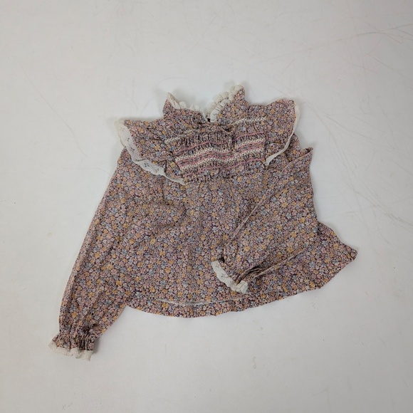 3T 70's Boho Blouse Lace Trim Ruffles Long Sleeve Balloon - Picture 7 of 8